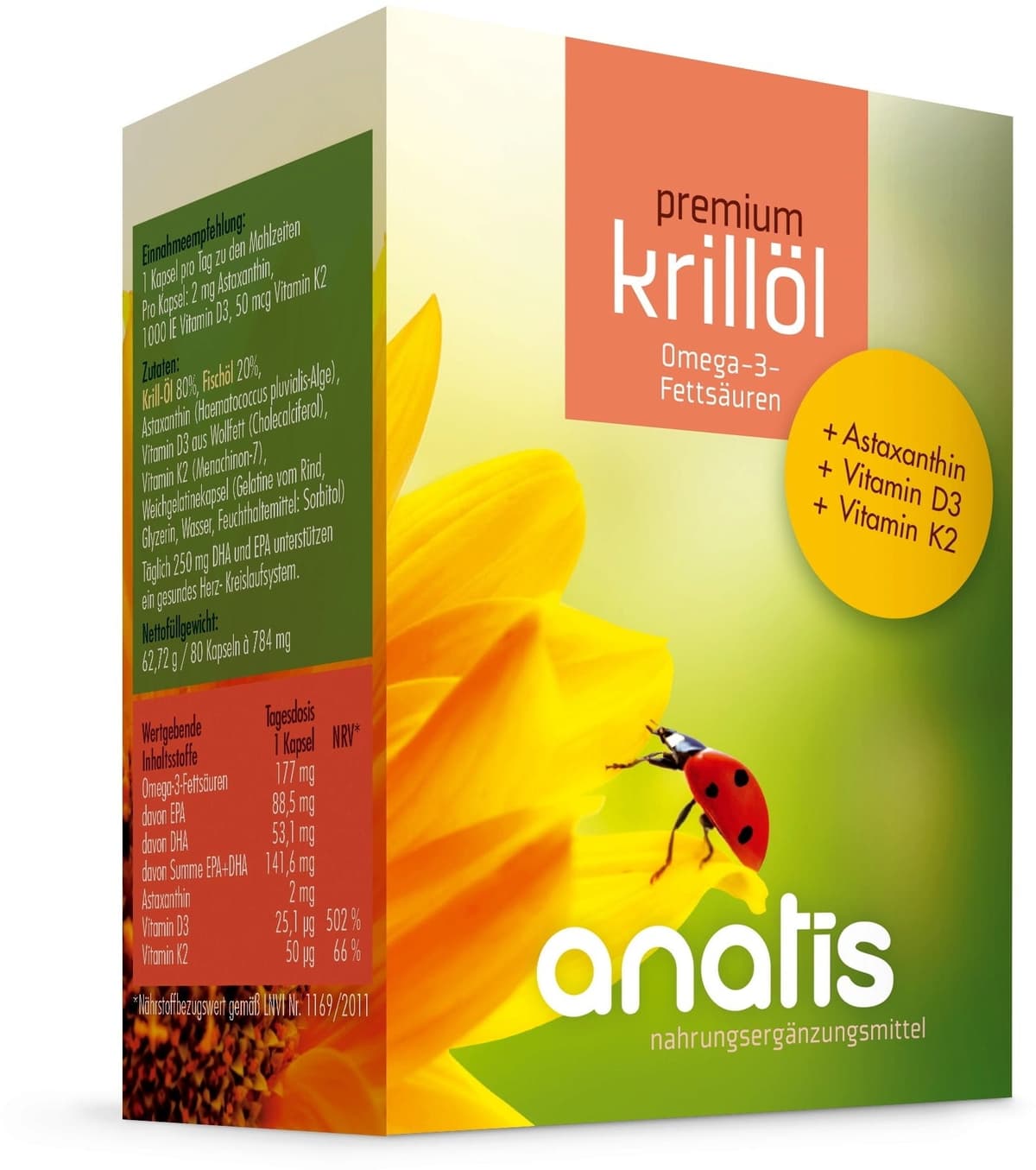 Krillöl + Astaxanthin + Vitamin D