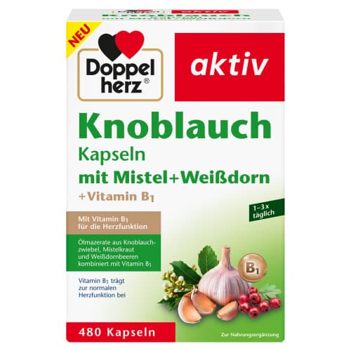 Knoblauch Kapseln mit Misteln + Weißdorn + Vitamin B1
