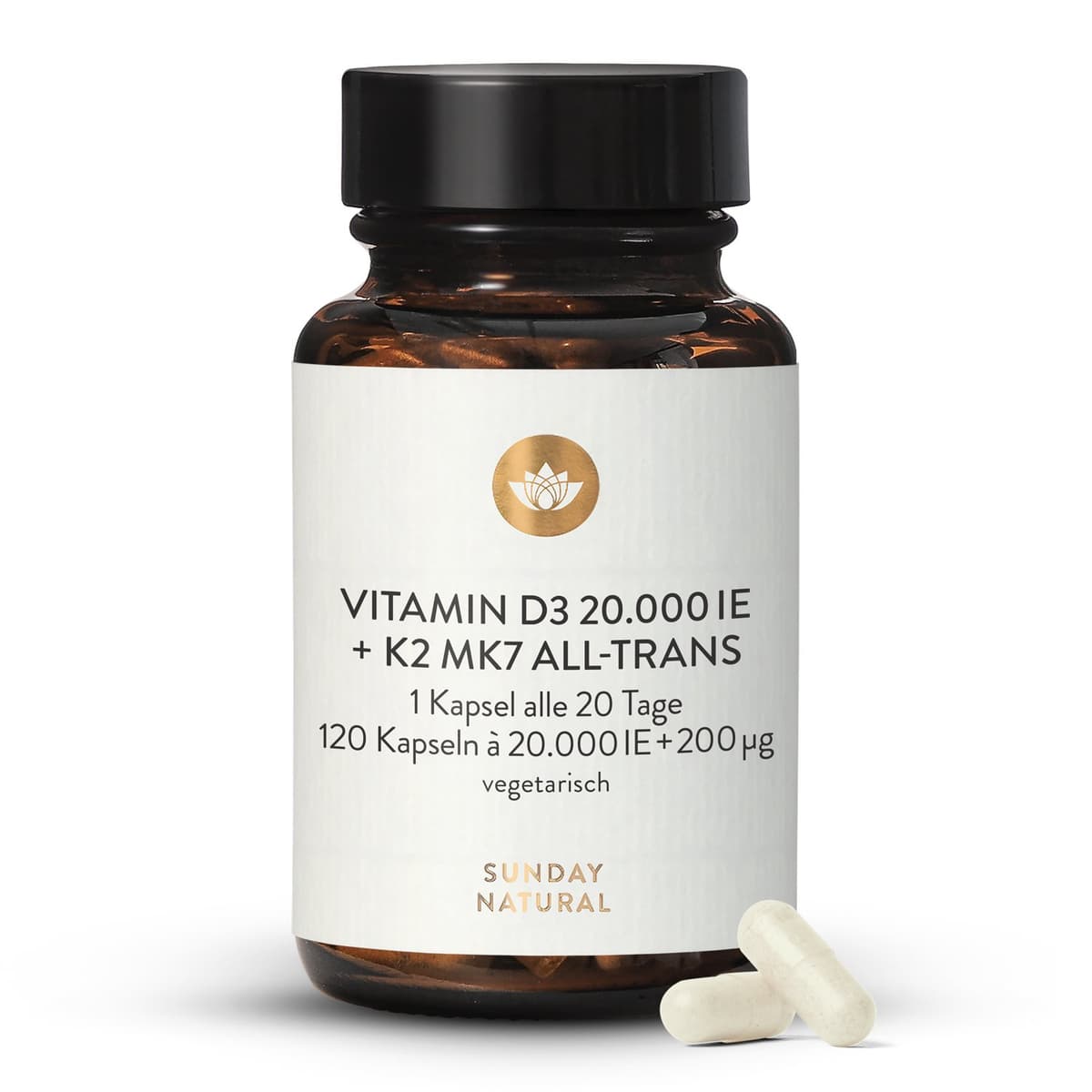 Vitamin D3 + K2 MK7 20.000IE + 200µg Kapseln