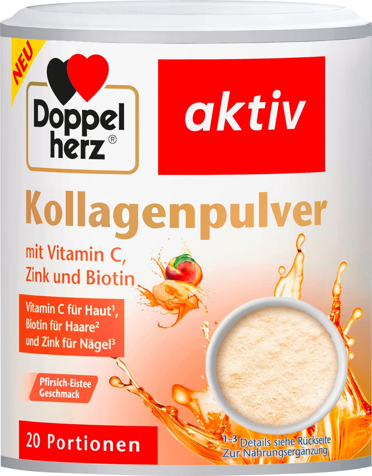 aktiv Kollagenpulver Pfirsich-Eistee-Geschmack